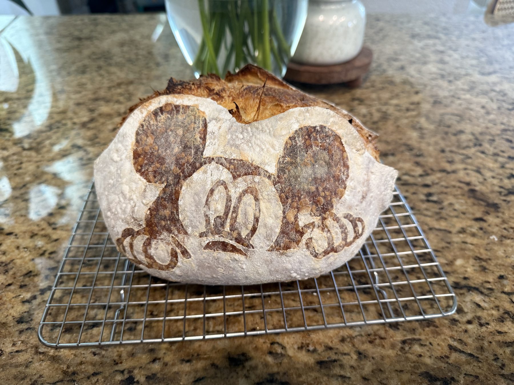 Custom-scored celebration sourdough loaf